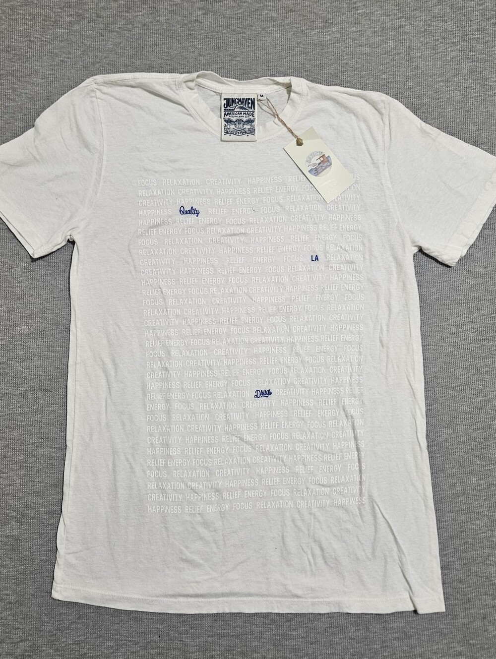 Jungmaven White Graphic Short Sleeve Tee Nwt Mens Medium Hemp Oreganic Cotton